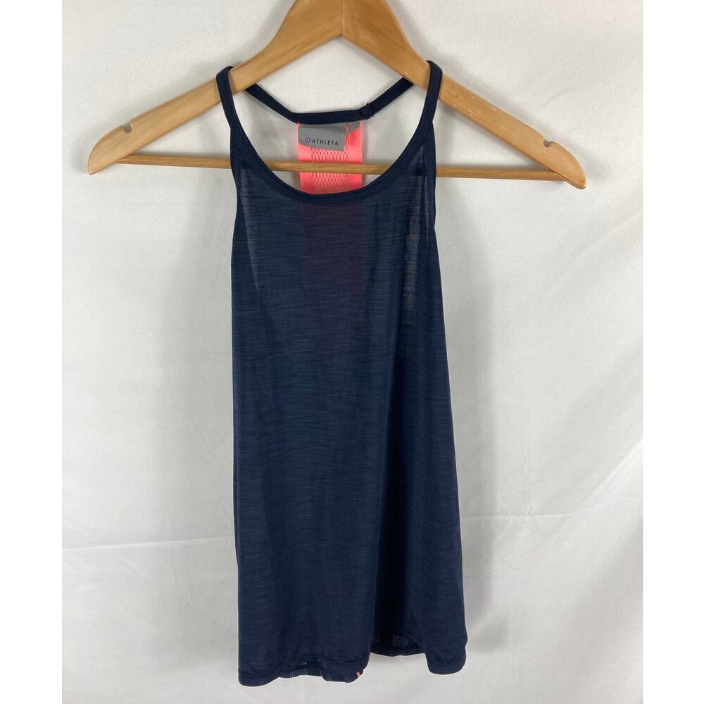 Athleta Kettlebella #623601 Racerback Workout Top, Navy Coral Size XXS